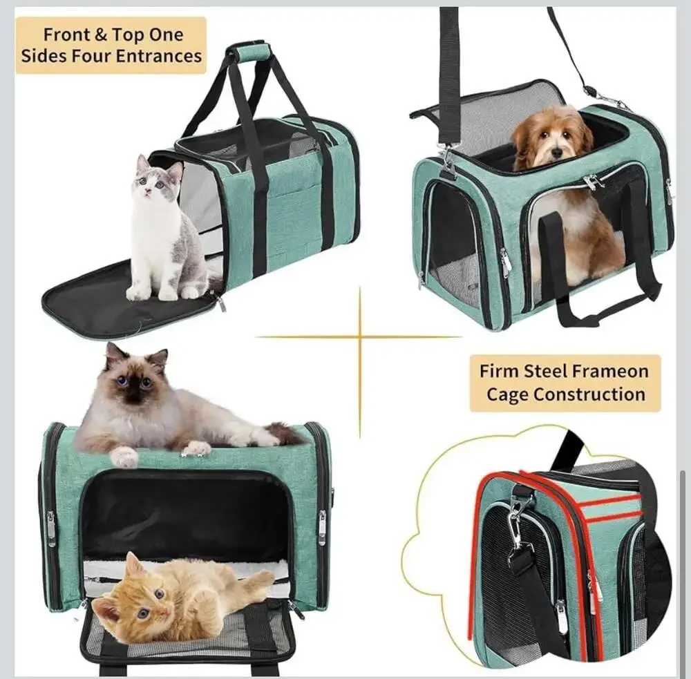 Expandable Pet Carrier Travel Bag with‎ Mesh Windows, Medium